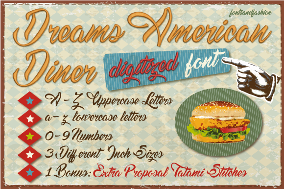 Dreams American Diner: A Charming Alphabet for Personalized Embroidery